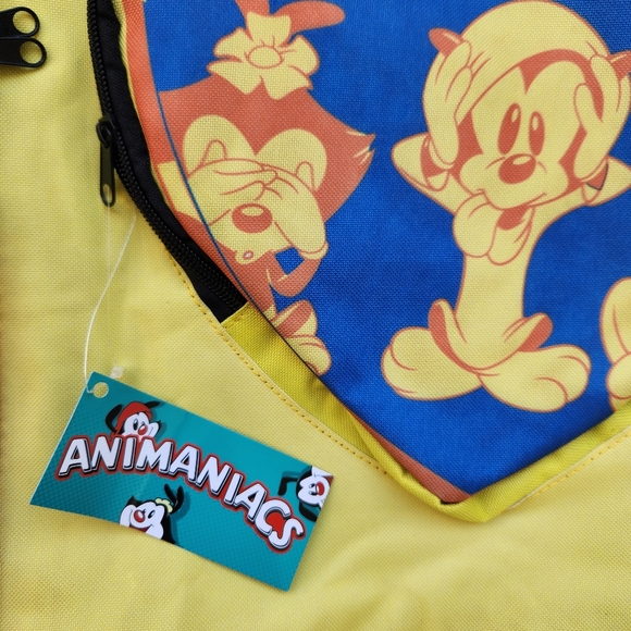 NEW Animaniacs Backpack Bag Orange Yellow Bright Colorblock WB Lootcrate Retro - Picture 4 of 11